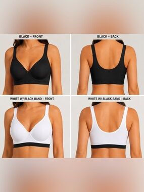 Zone Pro Wireless Sports Bra - Choose Black or White with Black Band -‎ 3X/44
